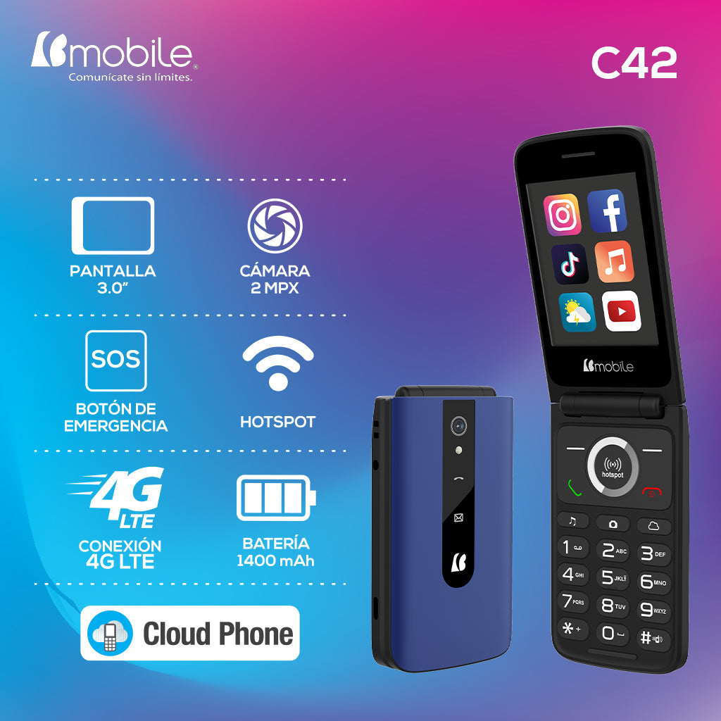 Celular senior adulto mayor Bmobile C42 + Chip